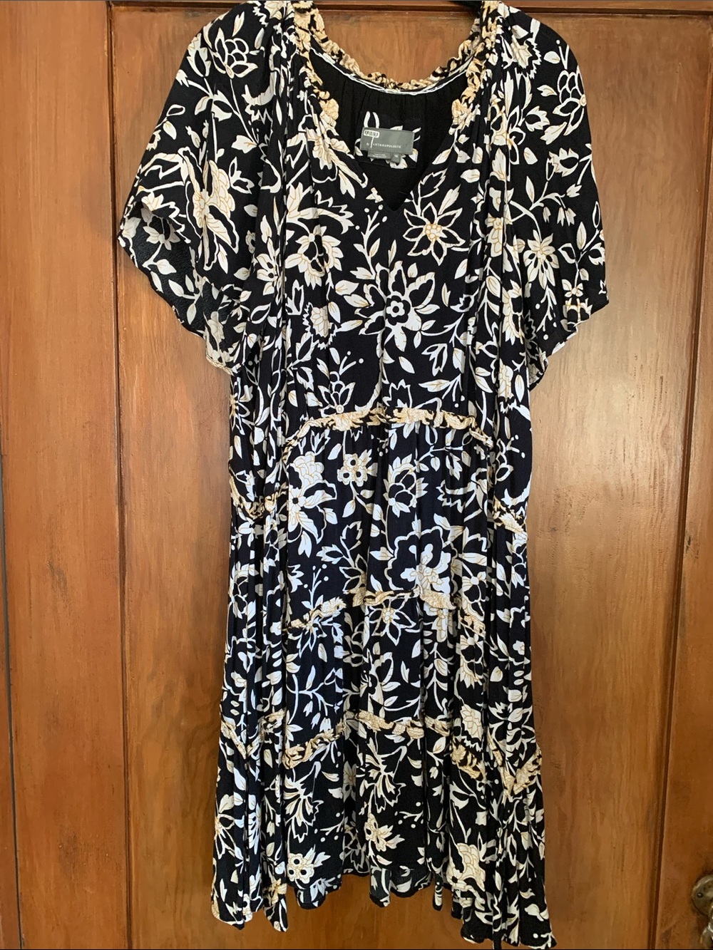 Anthropologie Robin Tiered Ruffle Mini Dress- black and white- size 1X - Picture 3 of 3